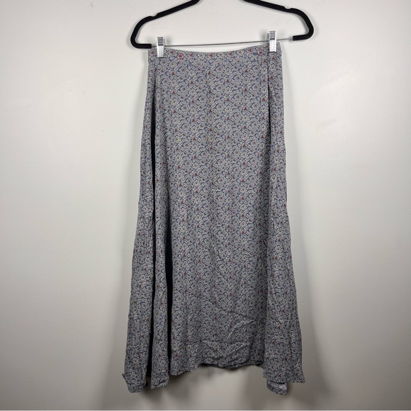Eddie Bauer Dresses & Skirts - Eddie Bauer Blue Floral Print Rayon Maxi Wrap Skirt Boho Cottage Size 8 Vintage